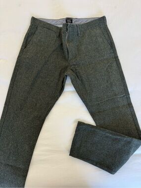 J. Crew Men's Heathered Olive Wool Trousers